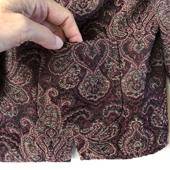 paisley Crop Jacket 3/4 Sleeve Snap Button Pockets Size Small? - Picture 10 of 10